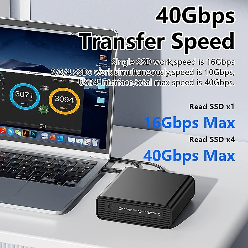 Aluminum M2 4-Bay USB4 Externa - огляд і ціна External Ssd